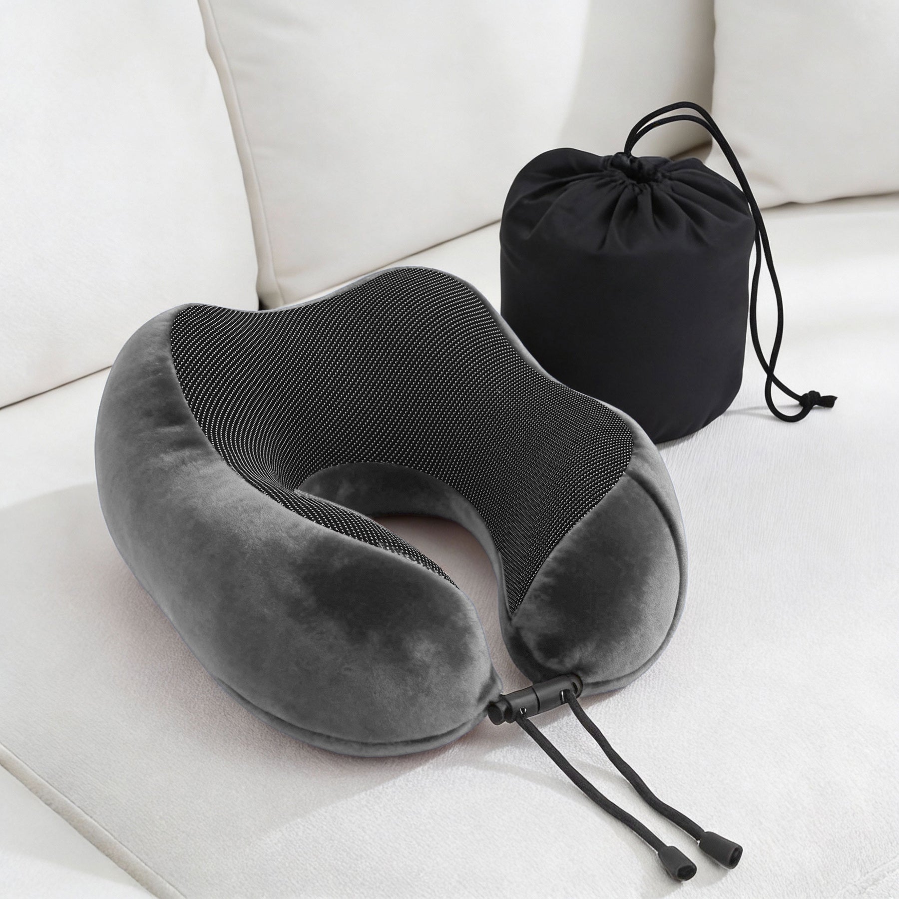 Wanderlite Memory Foam Travel Pillow – Grey with Washable Cover