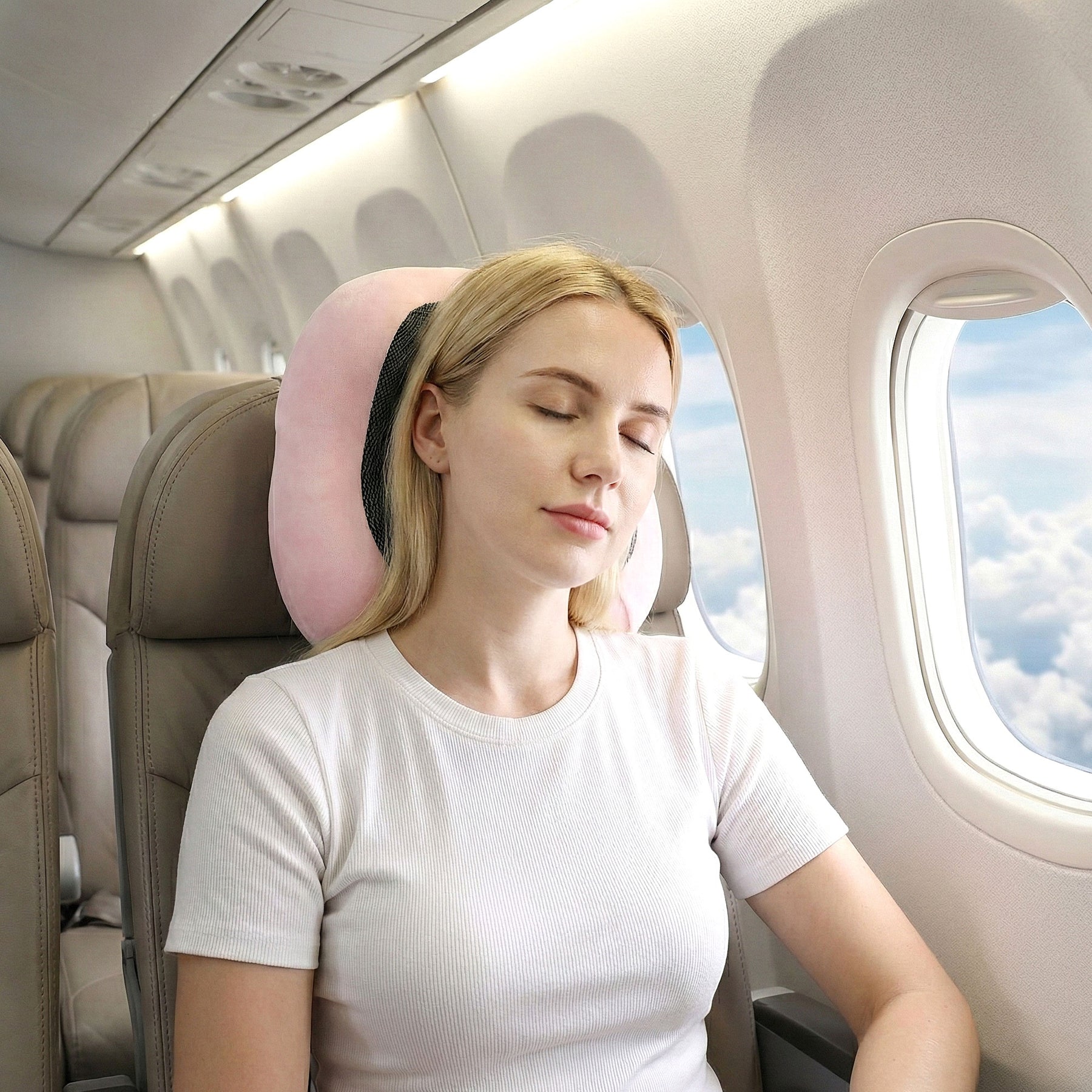 Wanderlite Memory Foam Travel Pillow – Pink with Washable Cover
