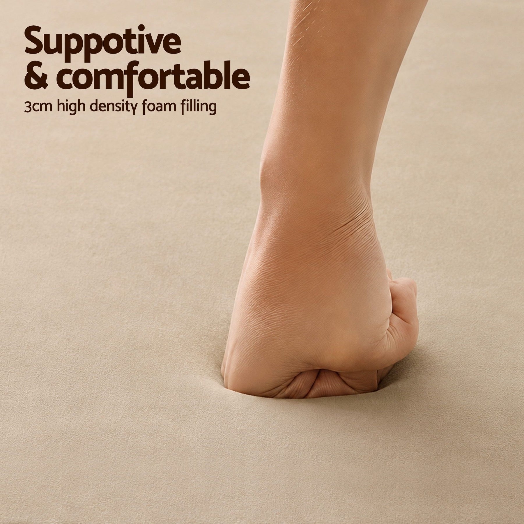Artiss Tatami Mat Floor Mattress – Beige 150 x 200cm, 3cm Foam Anti-Slip Backing