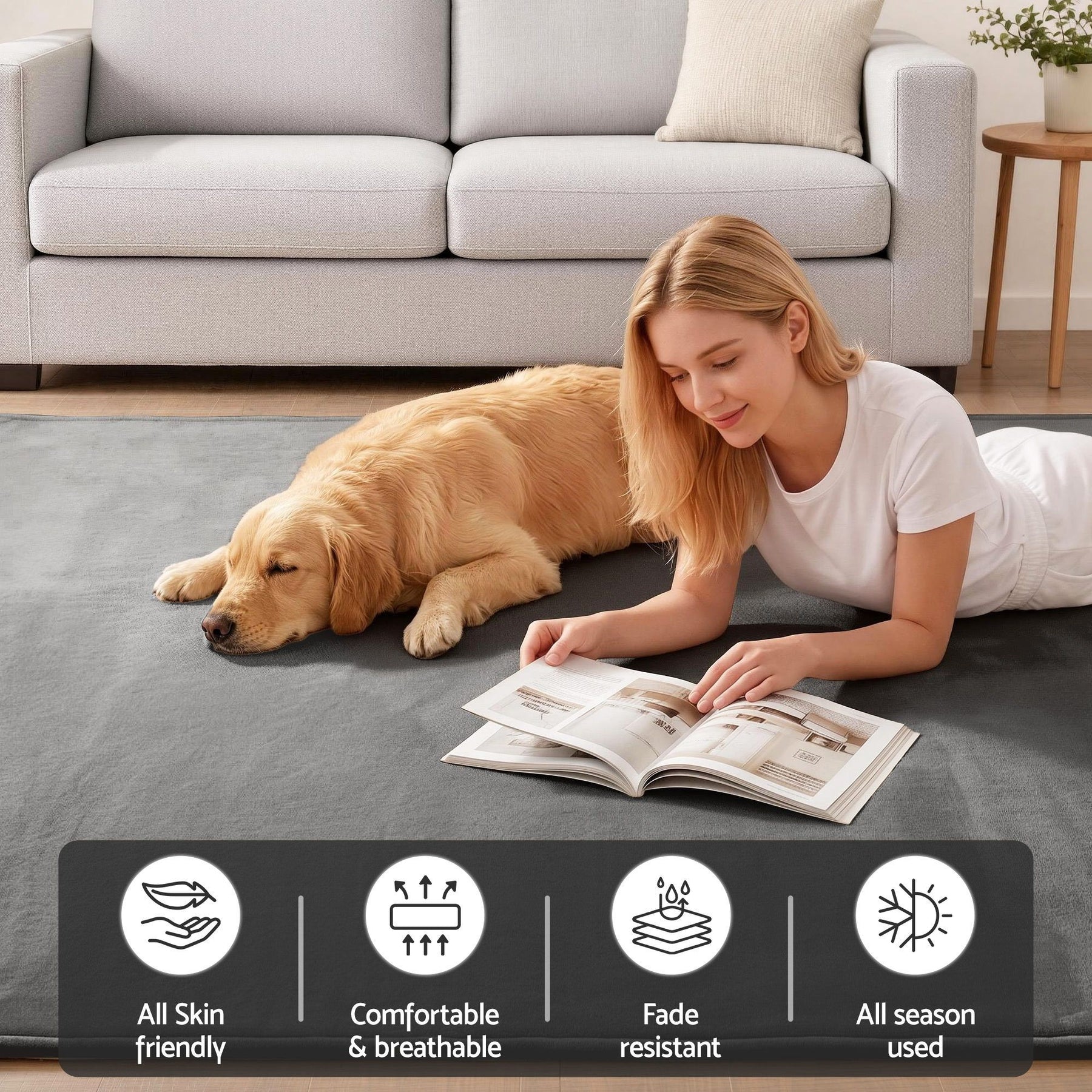 Artiss Tatami Mat Floor Mattress – Grey 150 x 200cm, 3cm Foam Anti-Slip Backing