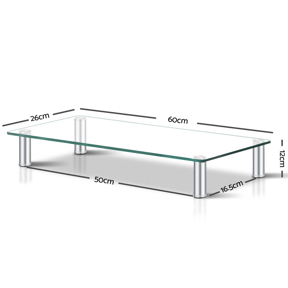 Artiss Monitor Stand Riser with Height Adjustable Computer Laptop Printer Screen Glass Display Shelf - SuperSaverAU - view 2