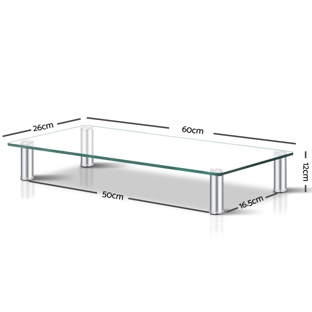 Artiss Monitor Stand Riser with Height Adjustable Computer Laptop Printer Screen Glass Display Shelf - SuperSaverAU - view 2