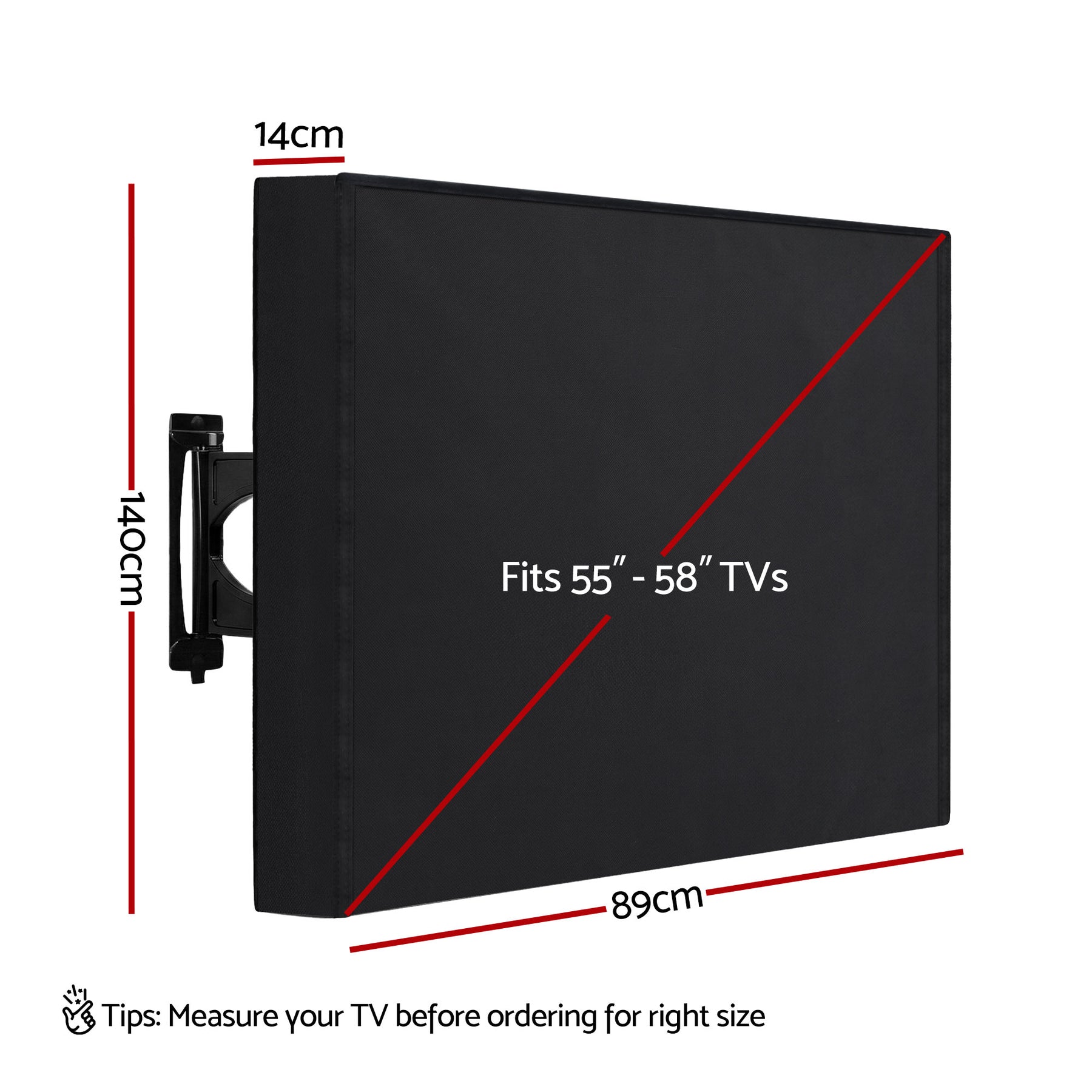 Artiss Waterproof Outdoor TV Cover for 55-58 Inch TVs - Black