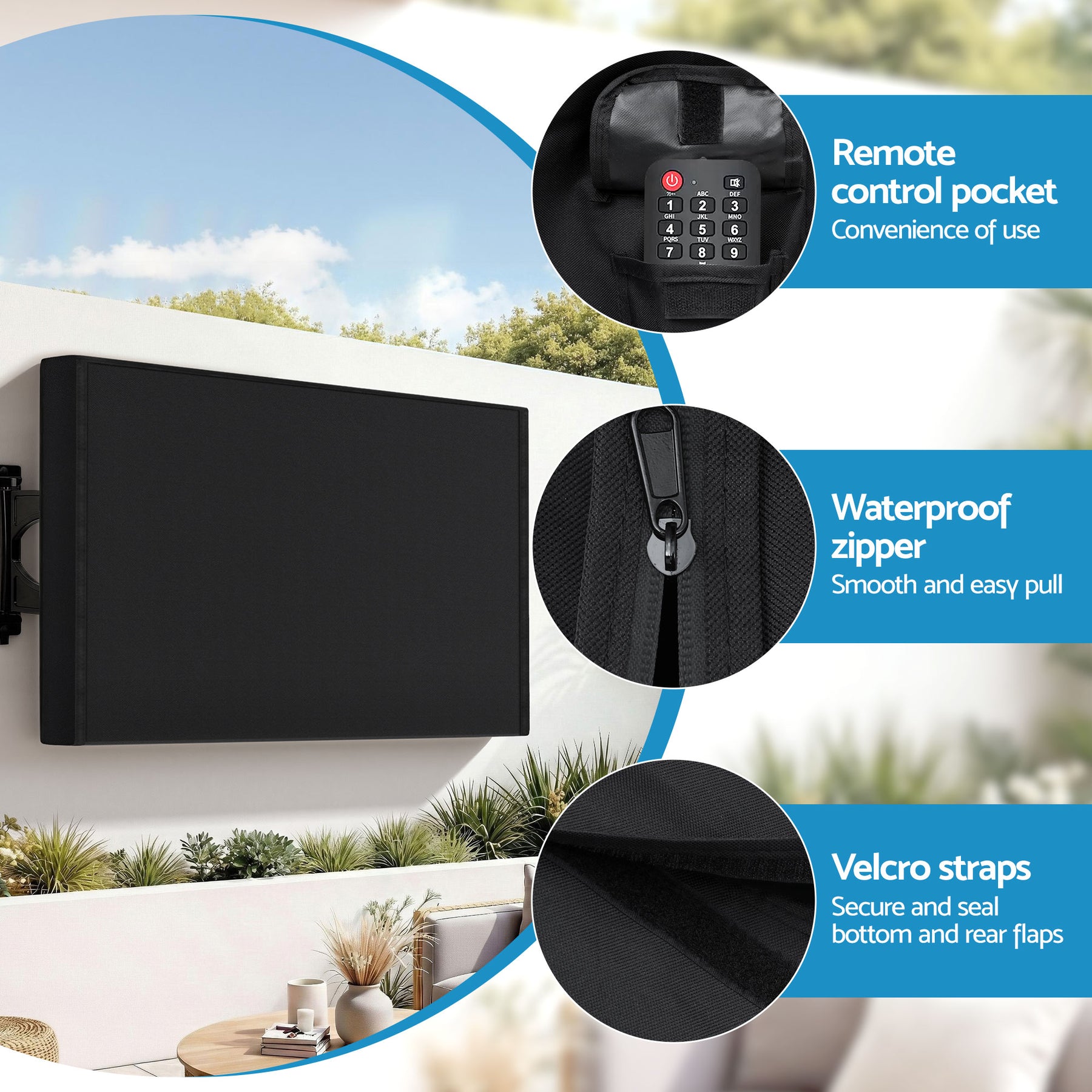 Artiss Waterproof Outdoor TV Cover for 55-58 Inch TVs - Black