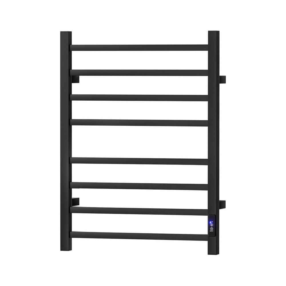 Devanti Heated Towel Rail 8 Square Bars with Timer - Black, 105W