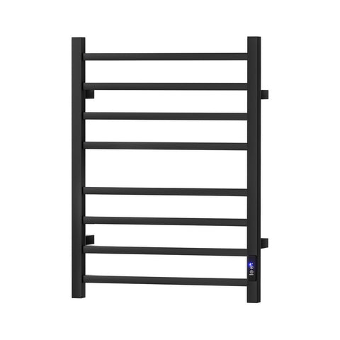 Devanti Heated Towel Rail 8 Square Bars with Timer - Black, 105W