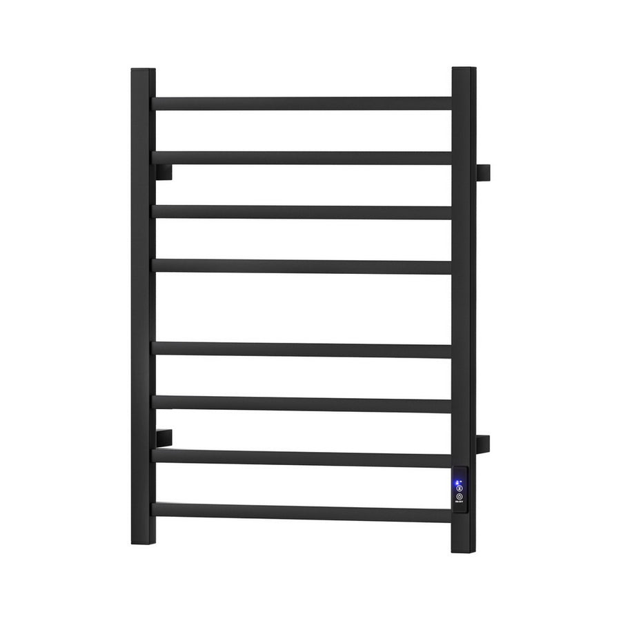 Devanti Heated Towel Rail 8 Square Bars with Timer - Black, 105W