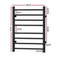 Devanti Heated Towel Rail 8 Square Bars with Timer - Black, 105W