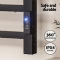 Devanti Heated Towel Rail 8 Square Bars with Timer - Black, 105W