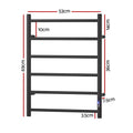 Devanti Heated Towel Rail 6 Round Bars with Timer - Black, 80W