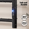 Devanti Heated Towel Rail 6 Round Bars with Timer - Black, 80W