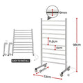 Devanti 10-Bar Freestanding Heated Towel Rail – 100W Stainless Steel, Fast Heating