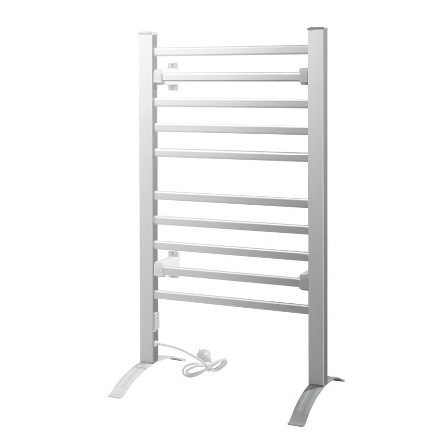 Devanti Heated Towel Rail 10 Rungs Freestanding 53cm x 35cm x 97.5cm, 40C-50C - SuperSaverAU - view 1