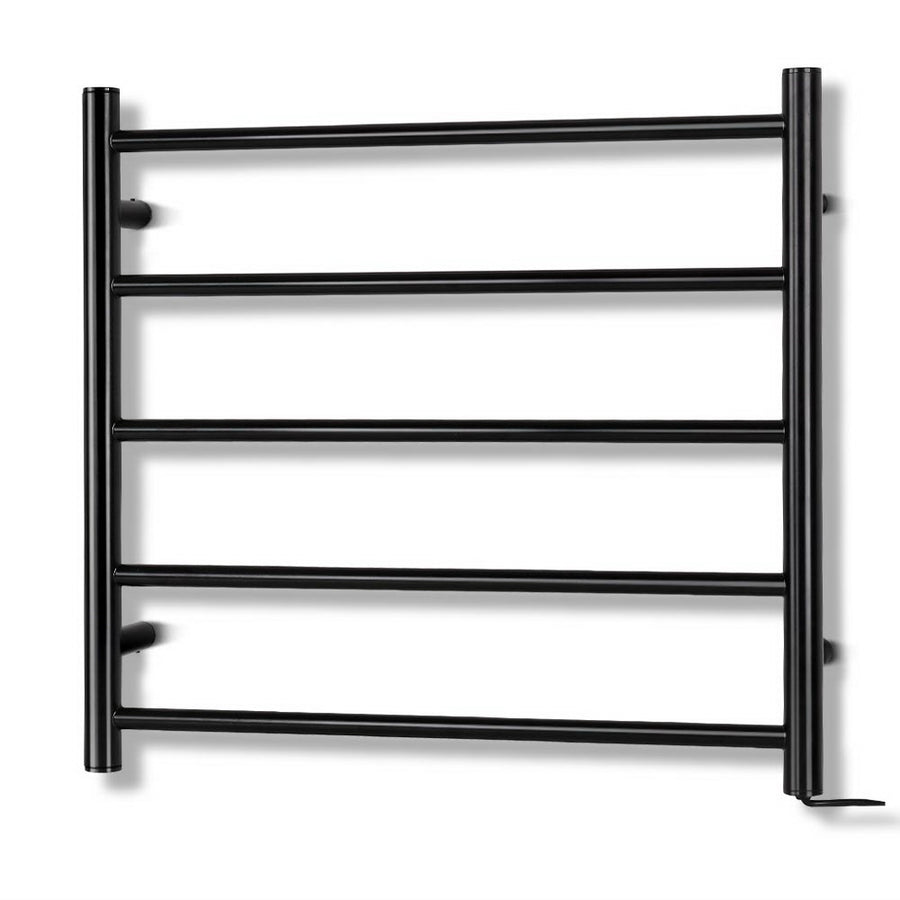 Devanti Heated Towel Rail Rack 5 Bars Wall Mounted, 40-50°C, Energy-Efficient - SuperSaverAU - view 1