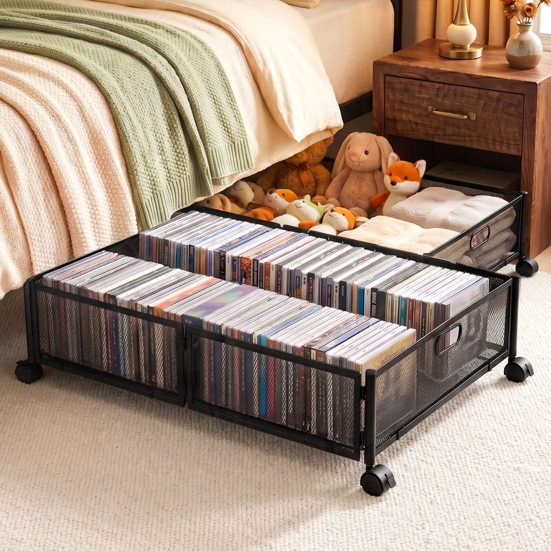 Artiss Under Bed Storage Containers – Black 2 Pack with Wheels, 60 x 40 x 16cm