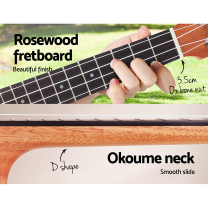 Alpha 23" Concert Ukulele Mahogany Body with Carry Bag