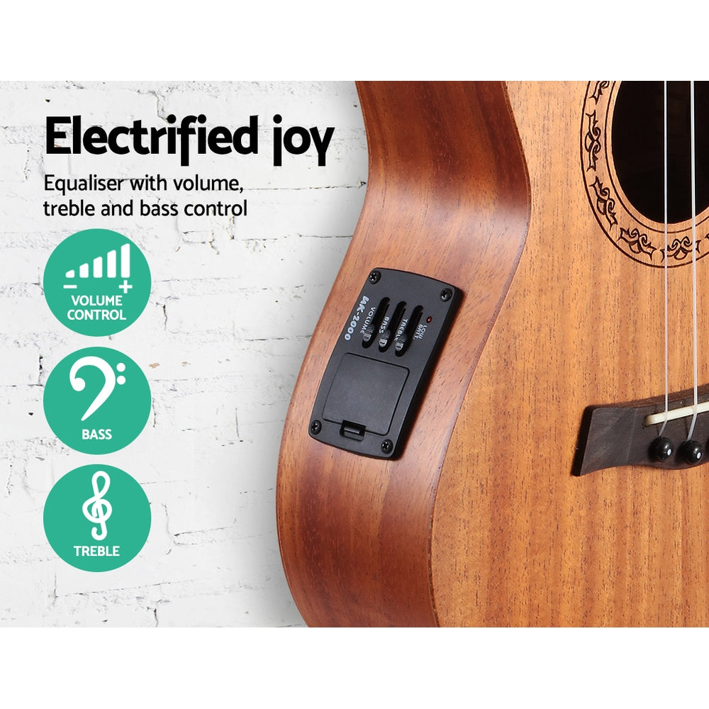 Alpha 26" Ukulele Equaliser Natural Mahogany Tenor Beginner Gift w/ Bag - SuperSaverAU - view 4