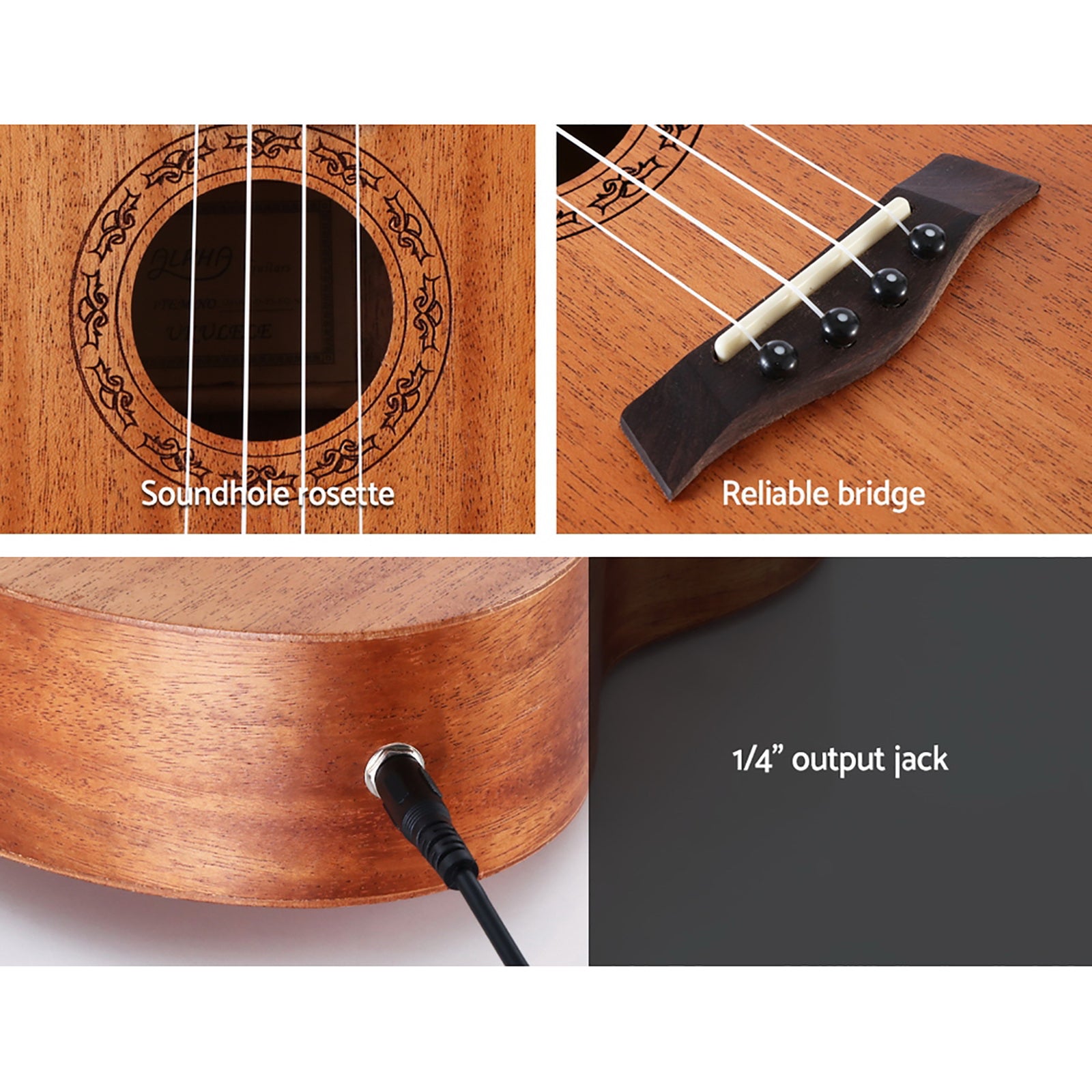Alpha 26" Ukulele Equaliser Natural Mahogany Tenor Beginner Gift w/ Bag - SuperSaverAU - view 7
