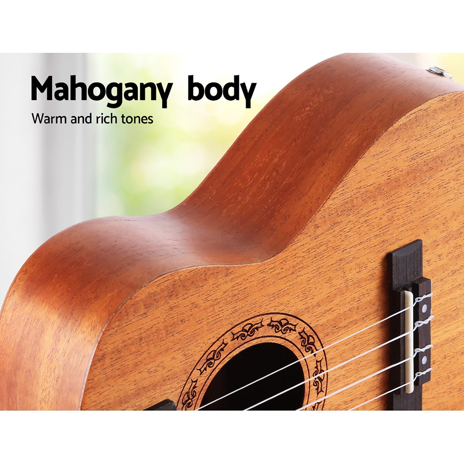 Alpha 26" Ukulele Natural Mahogany Tenor Beginner Gift w/ Carry Bag - SuperSaverAU - view 6