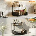 Artiss L Shape Under Sink Organiser Black Pull Out Kitchen Bathroom Storage Shelf