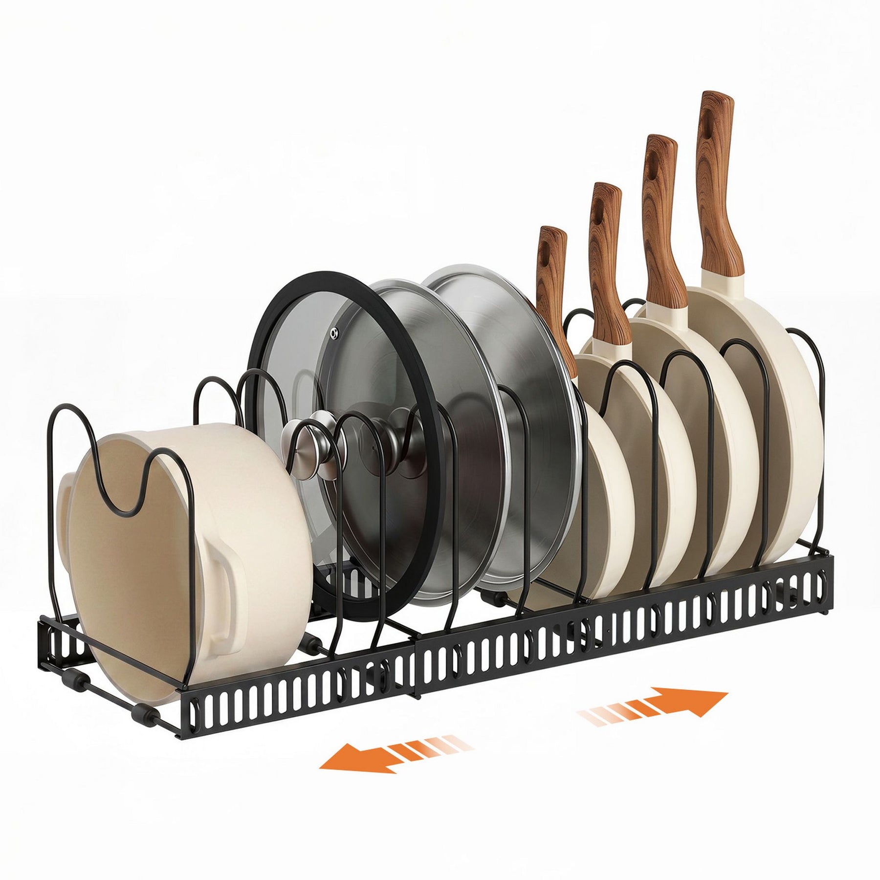Artiss Expandable Pots and Pans Organizer Rack - Black