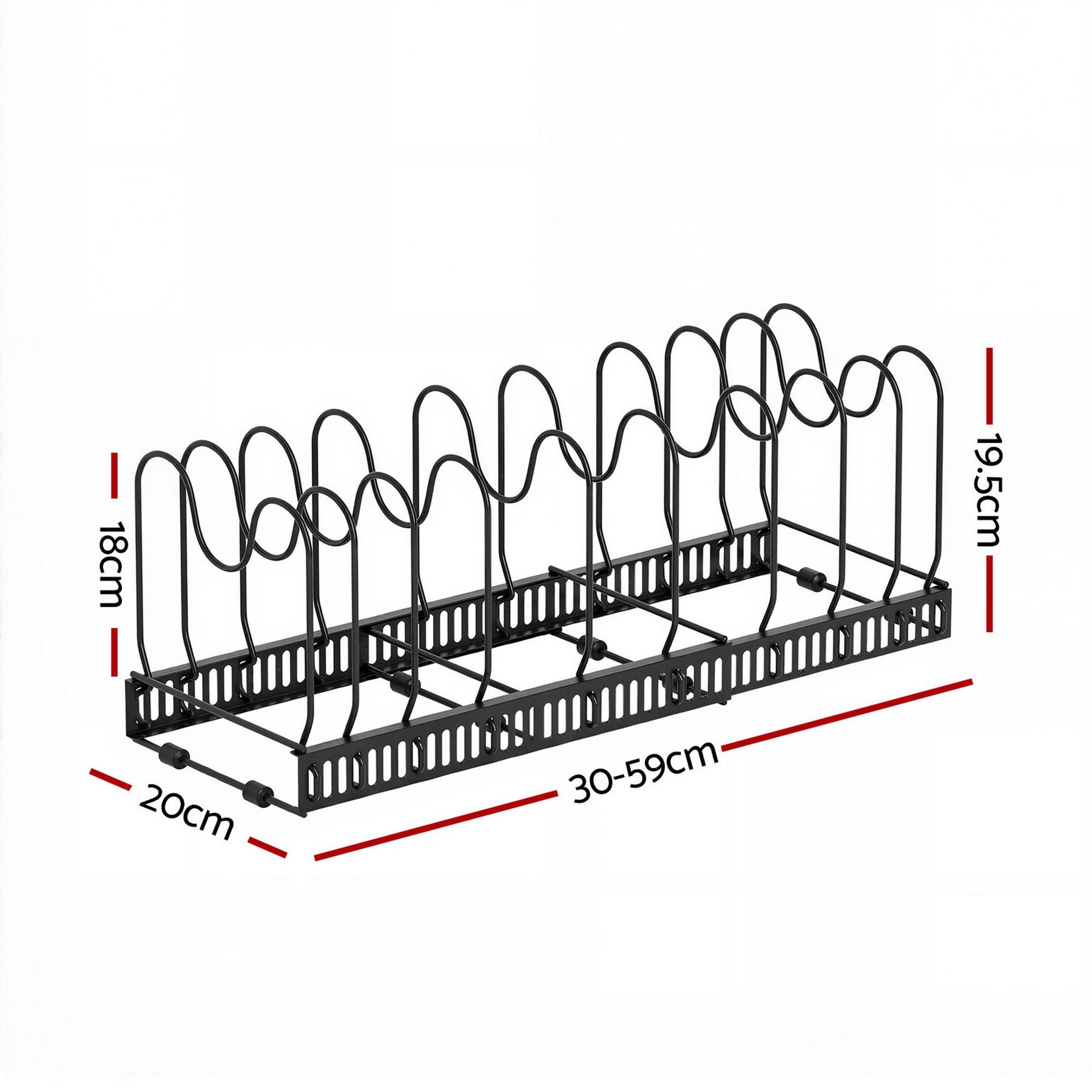 Artiss Expandable Pots and Pans Organizer Rack - Black