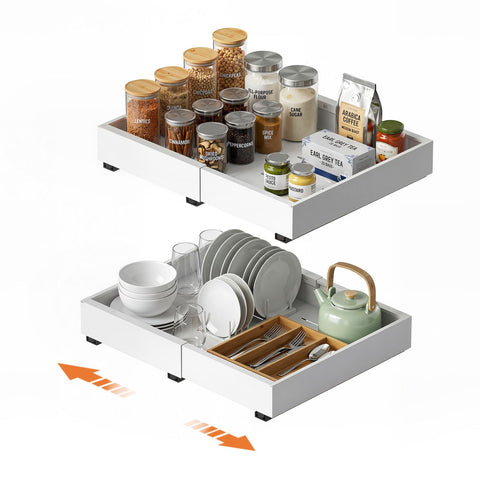 Artiss Expandable Pull Out Cabinet Drawers 2 Pack - White