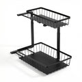 Artiss Black Under Sink Organiser with 2 Slide Out Drawers and 5 Adjustable Heights