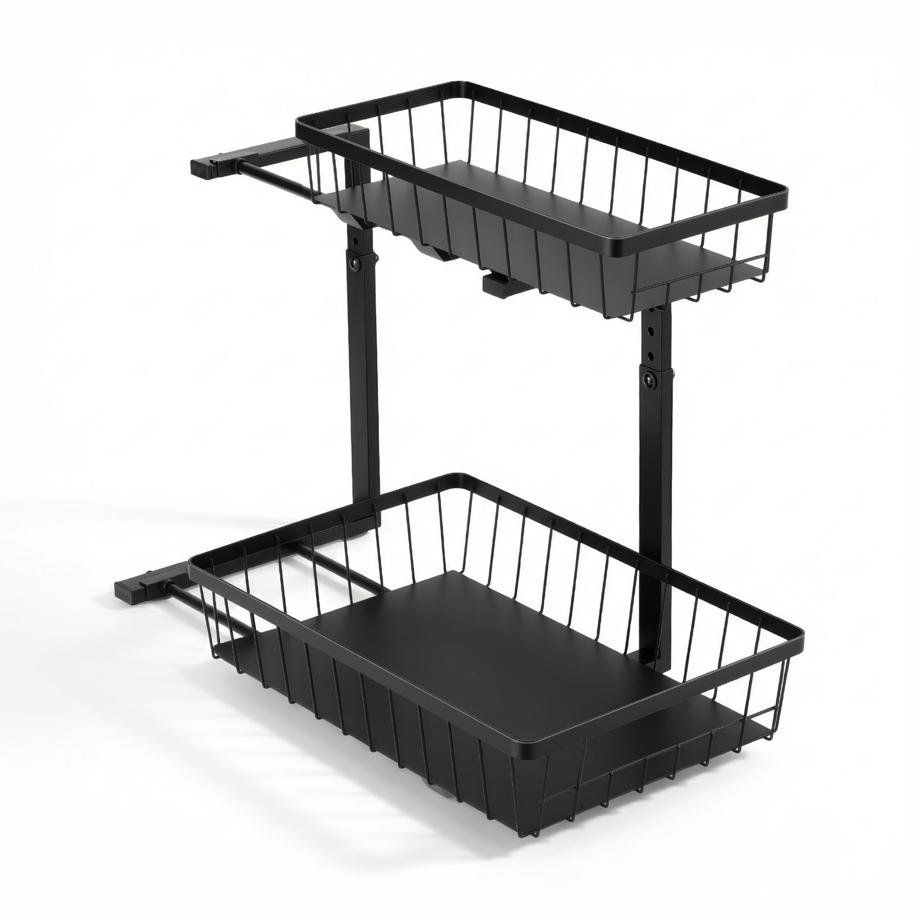 Artiss Black Under Sink Organiser with 2 Slide Out Drawers and 5 Adjustable Heights