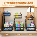 Artiss Black Under Sink Organiser with 2 Slide Out Drawers and 5 Adjustable Heights