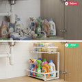 Artiss Adjustable Under Sink Organiser with 2 Slide Out Drawers Kitchen Bathroom Storage