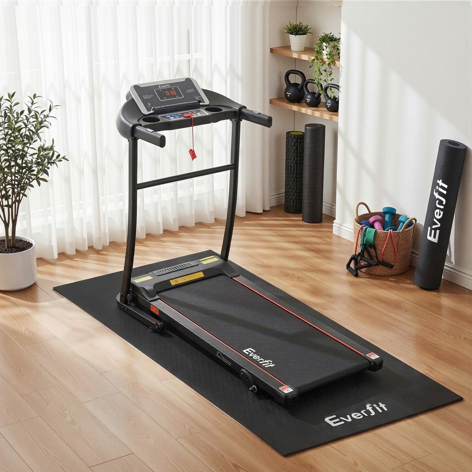 Everfit Black TPE Exercise Equipment Mat with Storage Bin - 180 x 80cm
