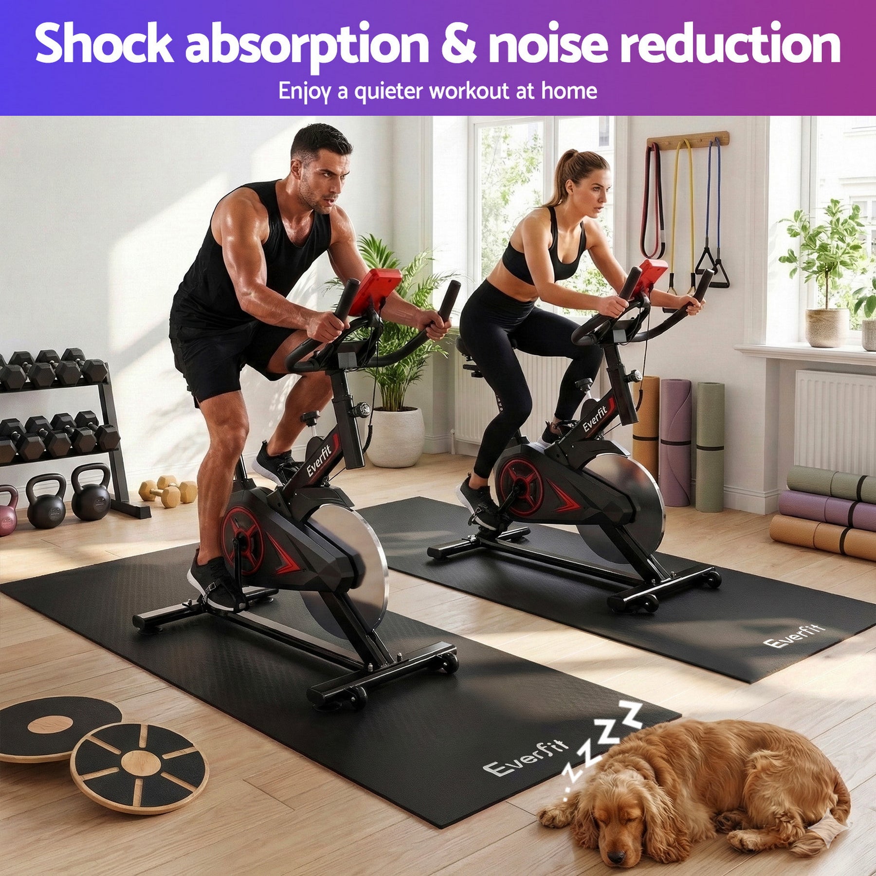 Everfit Black TPE Exercise Equipment Mat with Storage Bin - 200 x 90cm