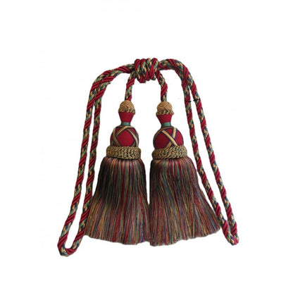 Multi Coloured Double Tassel Curtain Tieback - Luxurious Burgundy, Green, Blue, Gold