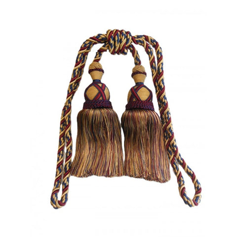 Multi Coloured Double Tassel Curtain Tieback - Gold, Burgundy, Navy Blue - SuperSaverAU - view 2