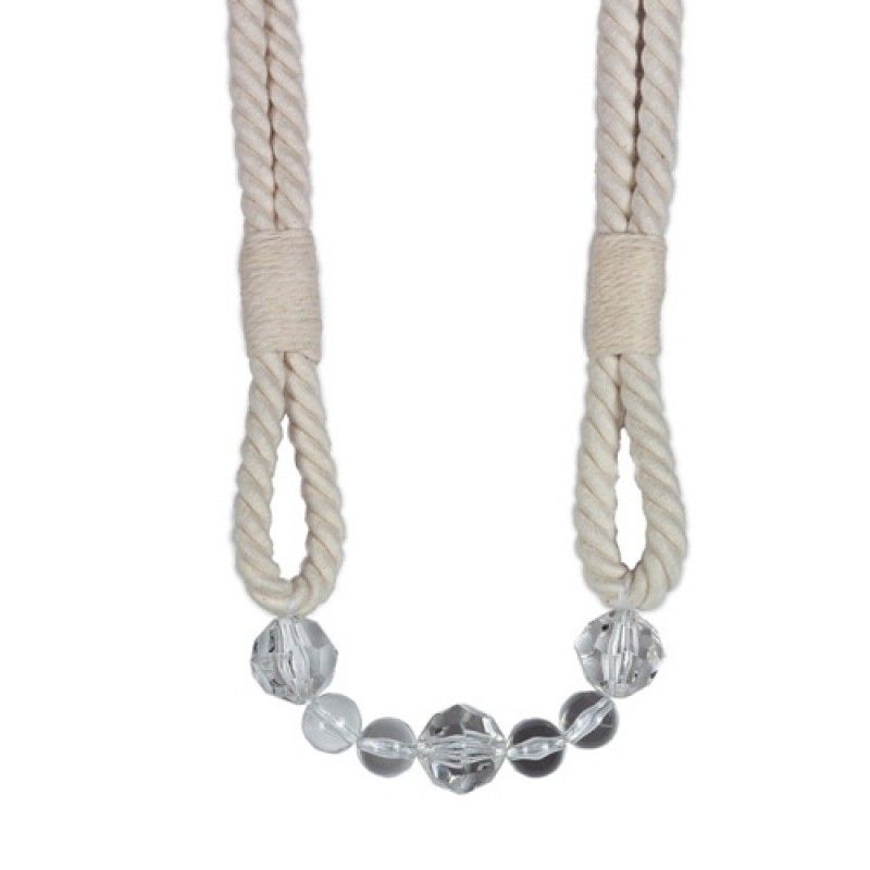 Premium Beaded Rope Curtain Tiebacks – Natural Cotton 2 Pack, 86cm