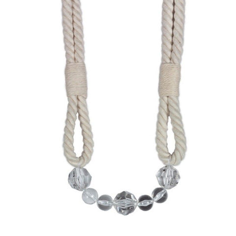 Premium Beaded Rope Curtain Tiebacks – Natural Cotton 2 Pack, 86cm