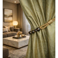 Premium Beaded Rope Curtain Tiebacks – Olive Green 2 Pack, 86cm