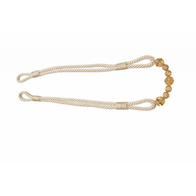 Premium Beaded Rope Curtain Tiebacks – Cream 2 Pack, 86cm