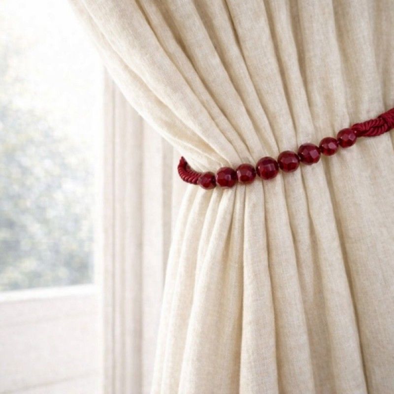 Premium Beaded Rope Curtain Tiebacks – Burgundy 2 Pack, 86cm