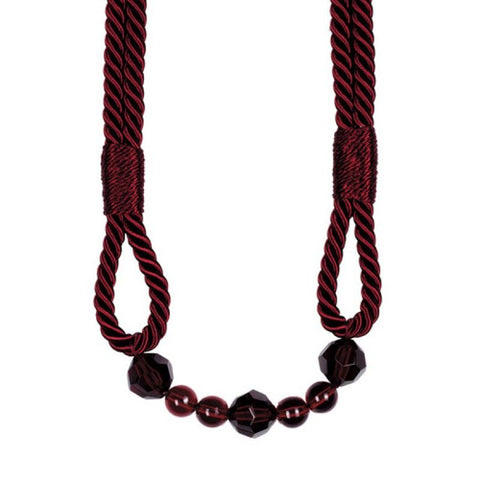 Premium Beaded Rope Curtain Tiebacks – Burgundy 2 Pack, 86cm