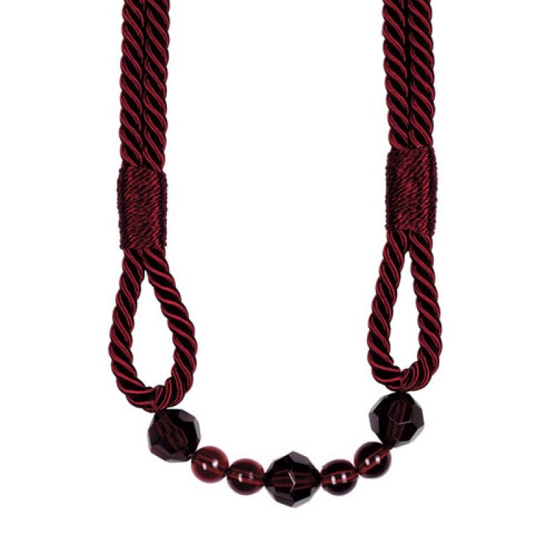 Premium Beaded Rope Curtain Tiebacks – Burgundy 2 Pack, 86cm