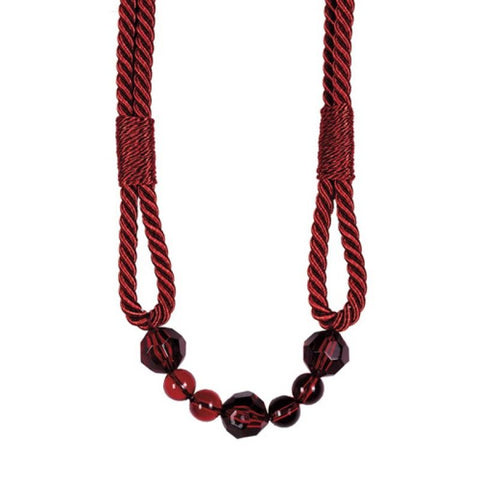 Premium Beaded Rope Curtain Tiebacks – Coral Red 2 Pack, 86cm