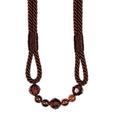 Premium Beaded Rope Curtain Tiebacks – Walnut Brown 2 Pack, 86cm