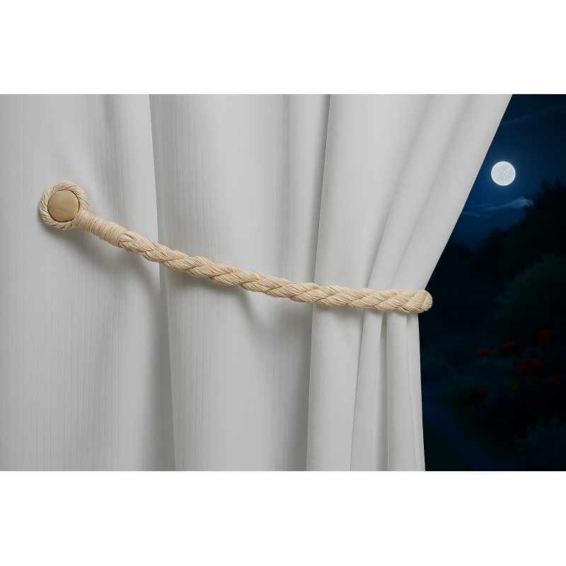 Magnetic Weaved Rope Tieback 750mm - Stylish Italian Curtain Holdback - SuperSaverAU - view 3