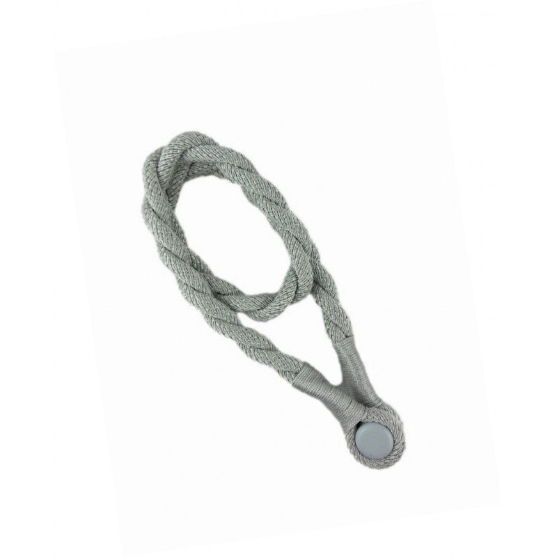 Magnetic Weaved Rope Tieback Silver, 750mm - Stylish Curtain Holder, Made in Italy - SuperSaverAU - view 1