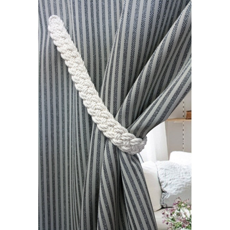 Ecru White Rustique Magnetic Curtain Tieback - 1 Pair