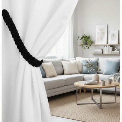 Black Rustique Magnetic Curtain Tieback - 1 Pair