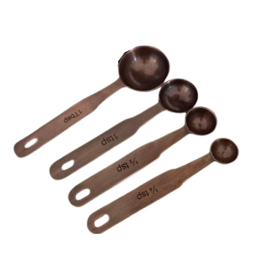 Antique Copper Measuring Spoons Set - 1 Tbsp, 1 tsp, 1/2 tsp, 1/4 tsp - SuperSaverAU - view 1