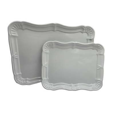 White Metal Serving Tray Set | Minimalist & Food-Safe Home Organisers (2pc)